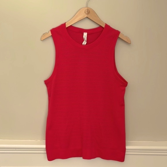 Lululemon Breeze By Ventilated Muscle Tank Sz 6 Red Pink - Picture 3 of 5